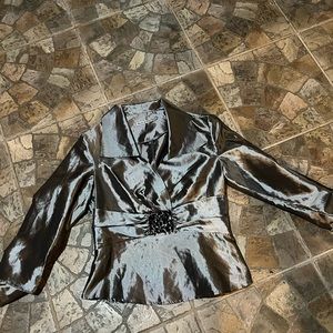 Charcoal satin blouse sz medium